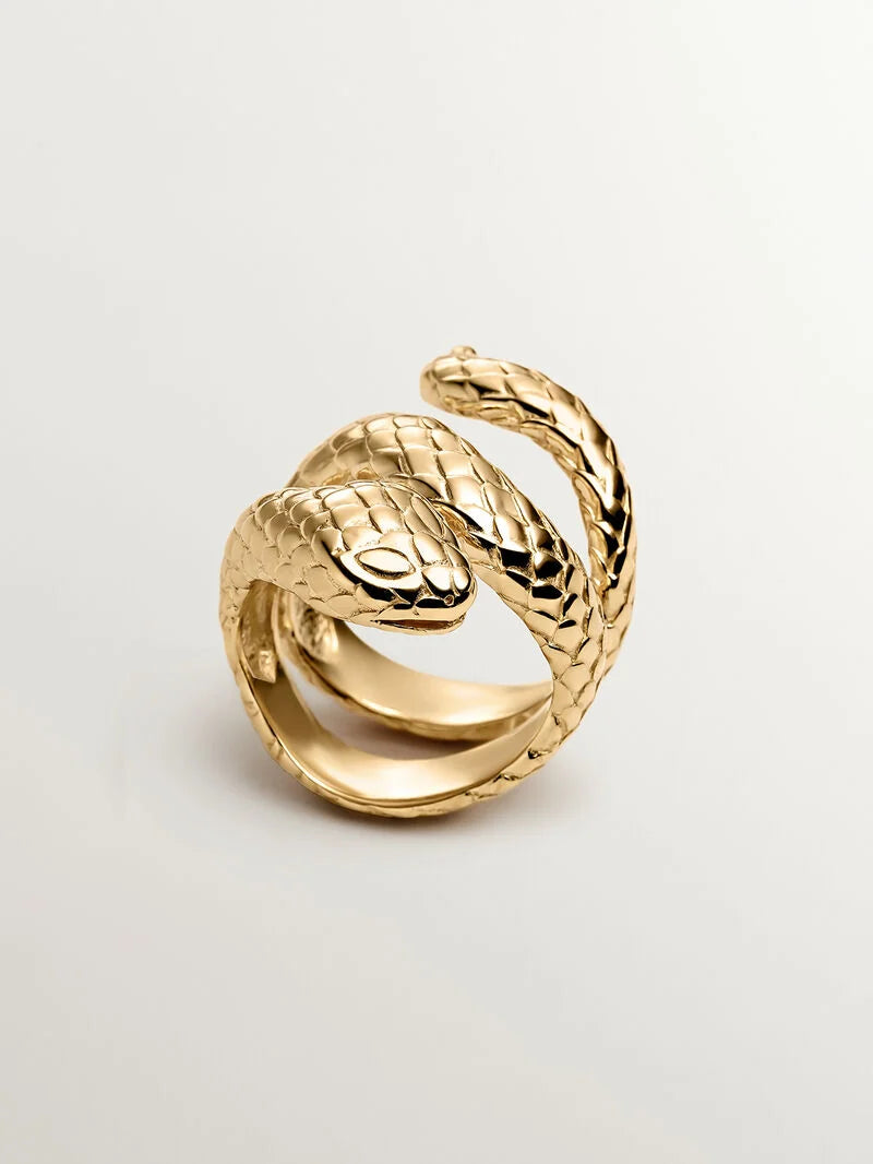 Anillo serpiente abierta plata recubierta oro Aristocrazy