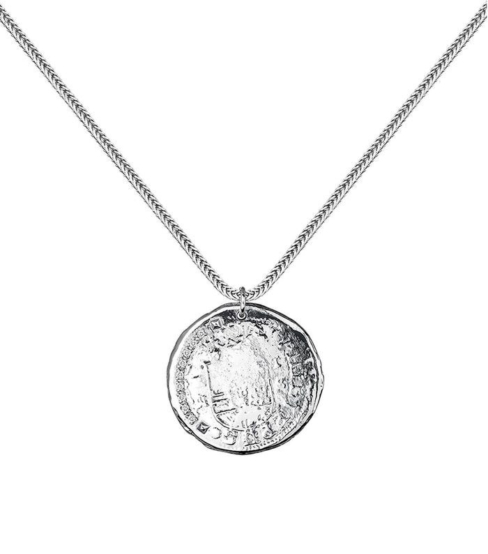 Colgante moneda topacios plata