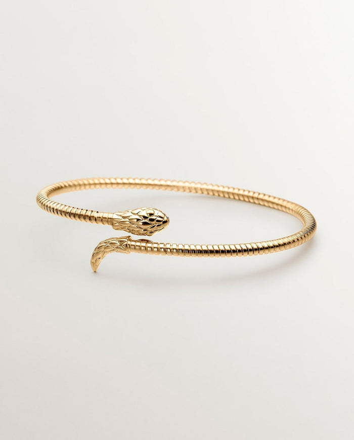 Brazalete de plata 925 bañada en oro amarillo de 18K con forma de serpiente