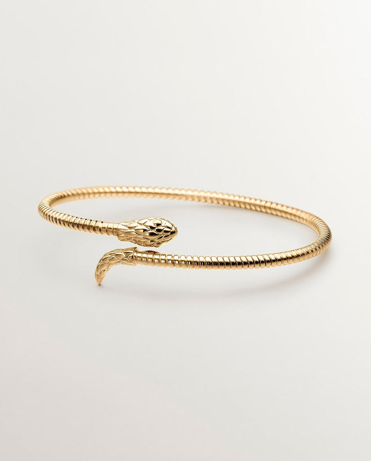 Brazalete de plata 925 bañada en oro amarillo de 18K con forma de serpiente