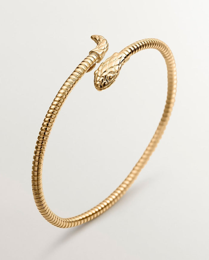 Brazalete de plata 925 bañada en oro amarillo de 18K con forma de serpiente