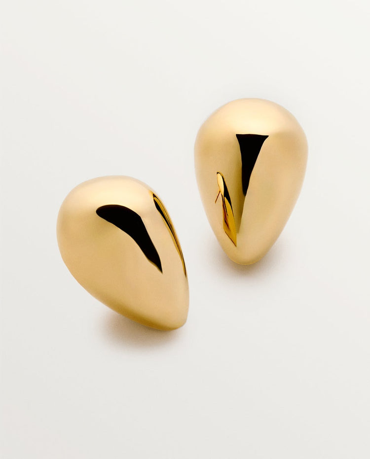 Pendientes de gota medianos de plata 925 bañada en oro amarillo de 18K con efecto pulido