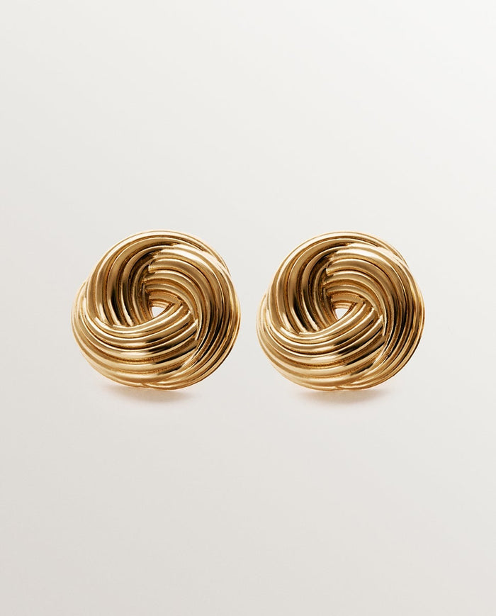 Pendientes de plata 925 bañada en oro amarillo de 18K con textura gallonada
