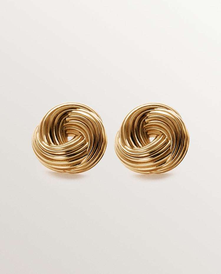 Pendientes de plata 925 bañada en oro amarillo de 18K con textura gallonada