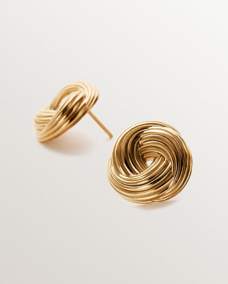 Pendientes de plata 925 bañada en oro amarillo de 18K con textura gallonada