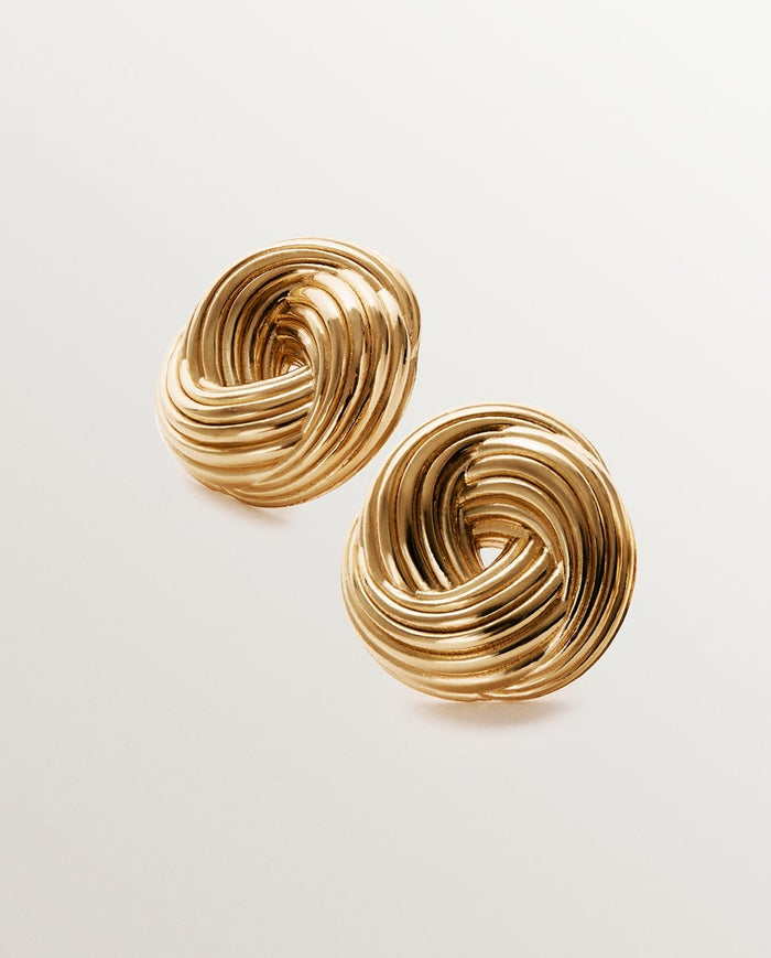 Pendientes de plata 925 bañada en oro amarillo de 18K con textura gallonada