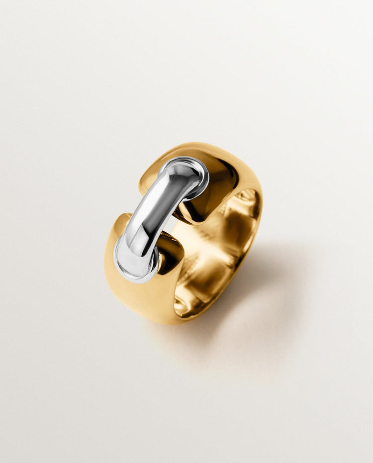 Anillo de plata 925 bañada en rodio y oro amarillo de 18K