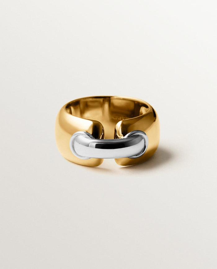 Anillo de plata 925 bañada en rodio y oro amarillo de 18K