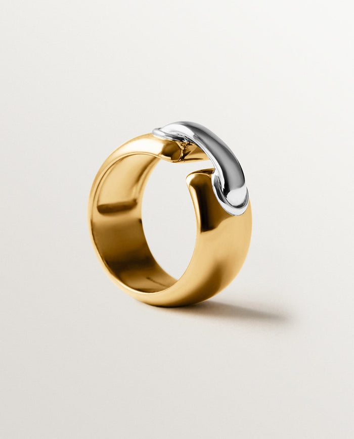 Anillo de plata 925 bañada en rodio y oro amarillo de 18K
