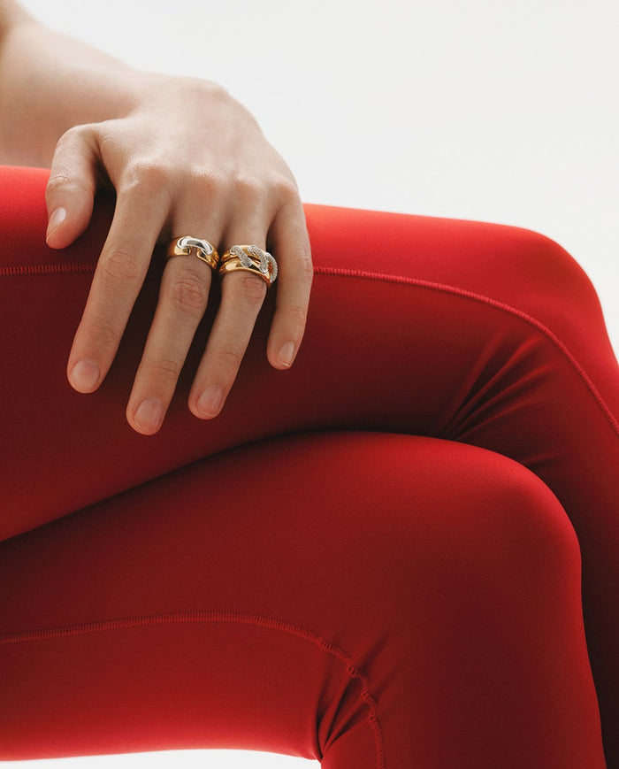 Anillo de plata 925 bañada en rodio y oro amarillo de 18K