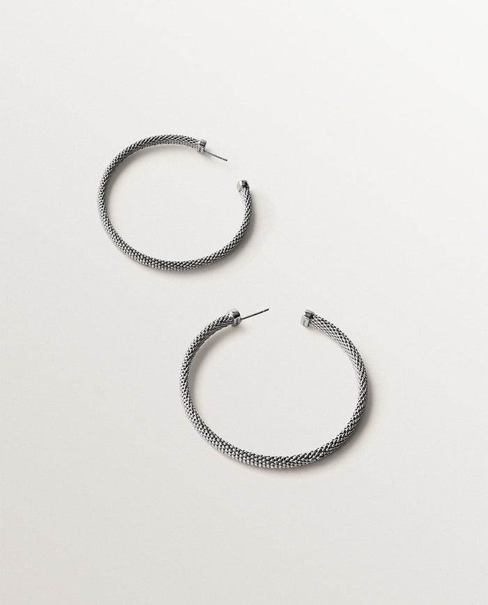 Pendientes medianos de plata 925 con textura de malla