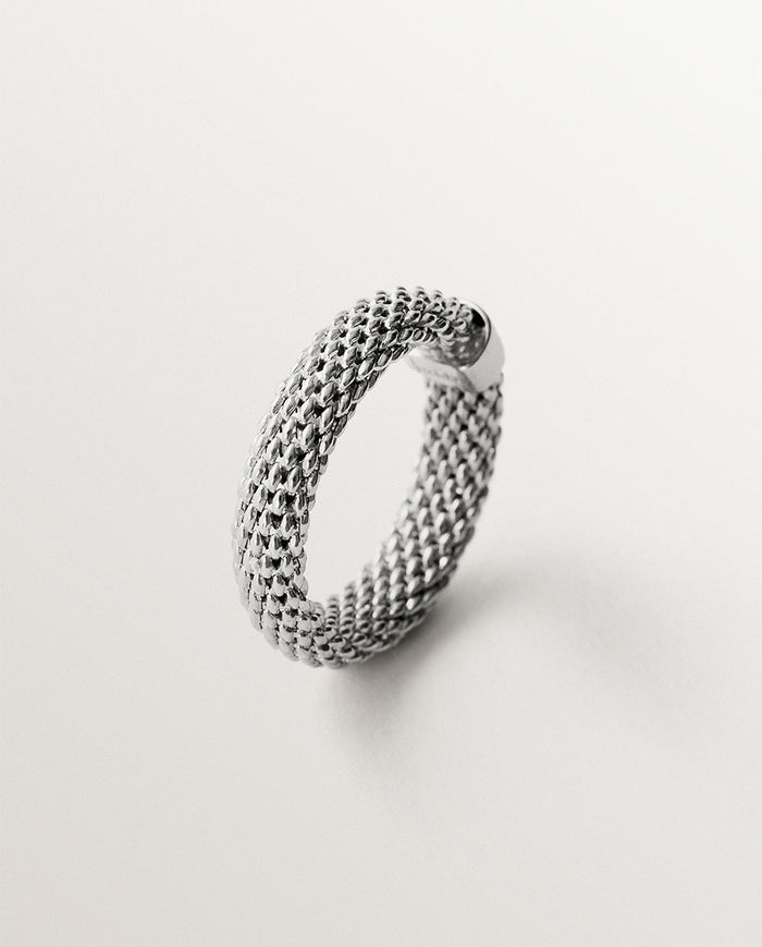 Anillo de plata 925 con textura de malla