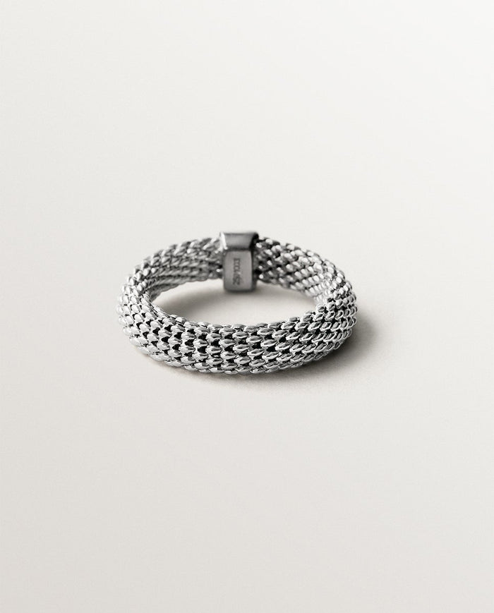 Anillo de plata 925 con textura de malla