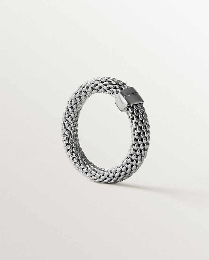Anillo de plata 925 con textura de malla