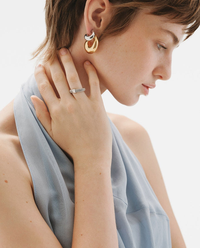 Anillo de plata 925 con textura de malla