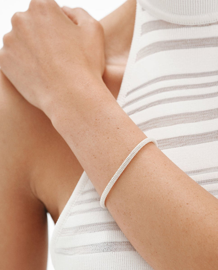 Pulsera de plata 925 con textura de malla
