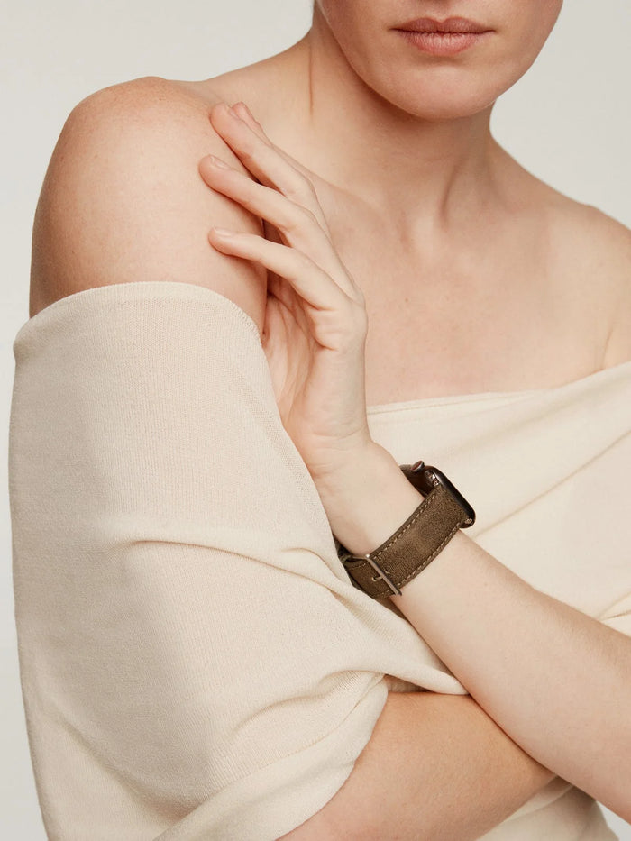 Correa para Apple Watch de cuero verde militar