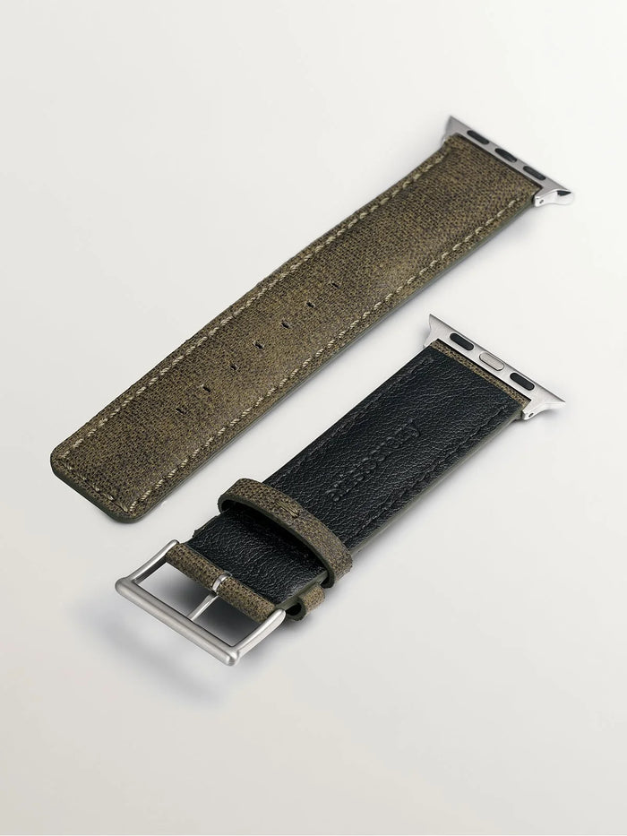 Correa para Apple Watch de cuero verde militar