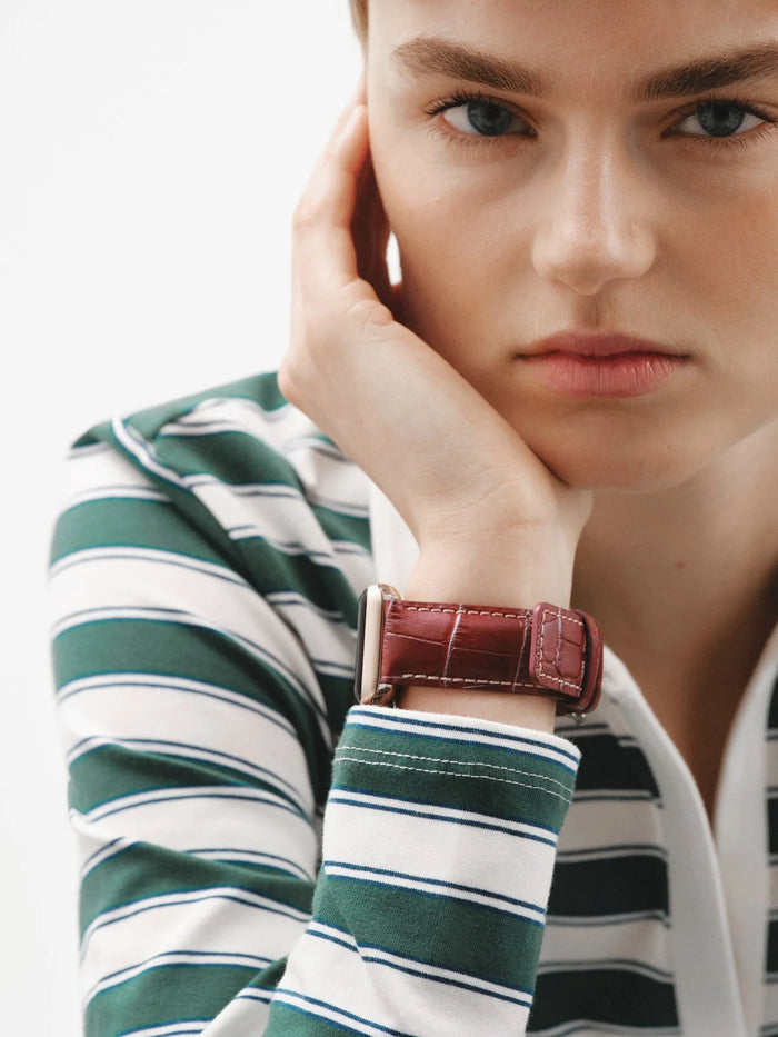 Correa para Apple Watch de cuero granate