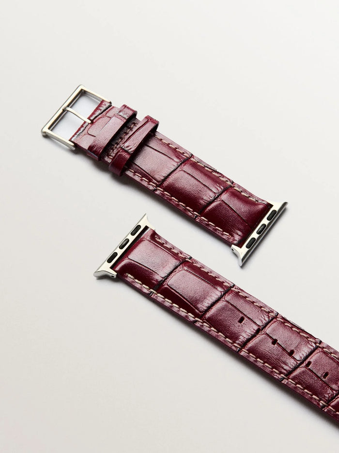 Correa para Apple Watch de cuero granate