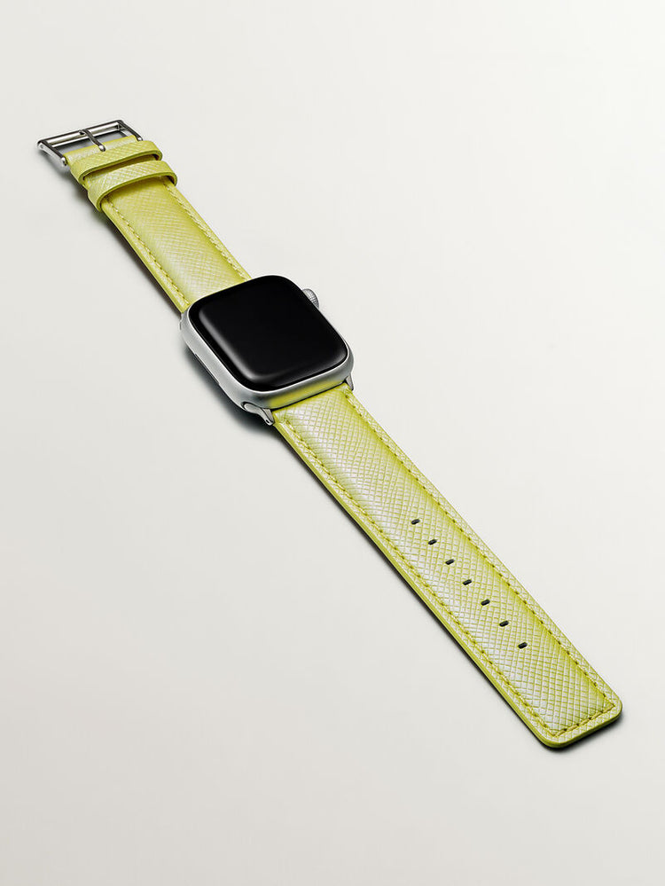 Correa Apple Watch cuero amarillo iridiscente