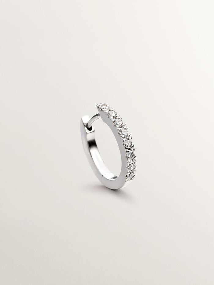 Pendiente aro mini diamante 0,08 ct  oro blanco