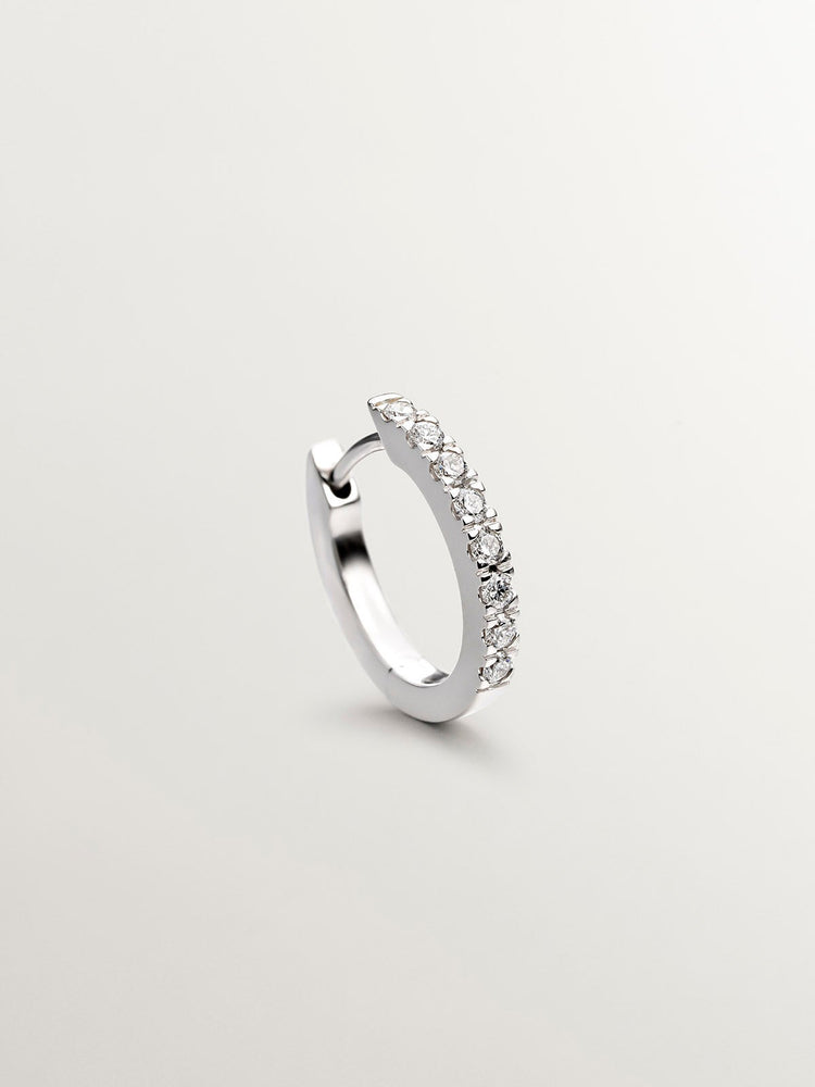 Pendiente aro mini diamante 0,08 ct  oro blanco
