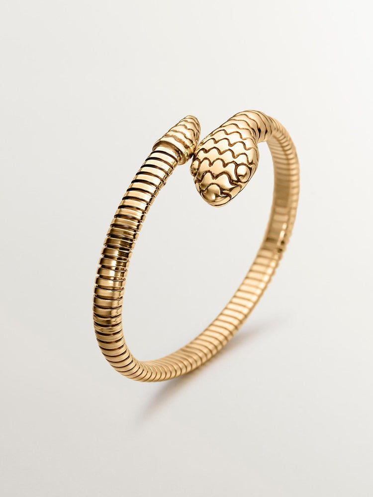 Pulsera serpiente tubogas plata  recubierta oro