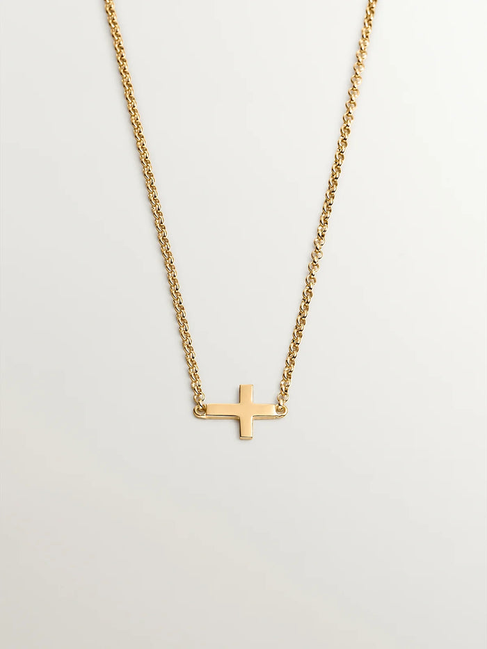 Colgante de plata 925 bañada en oro amarillo de 18K con cruz