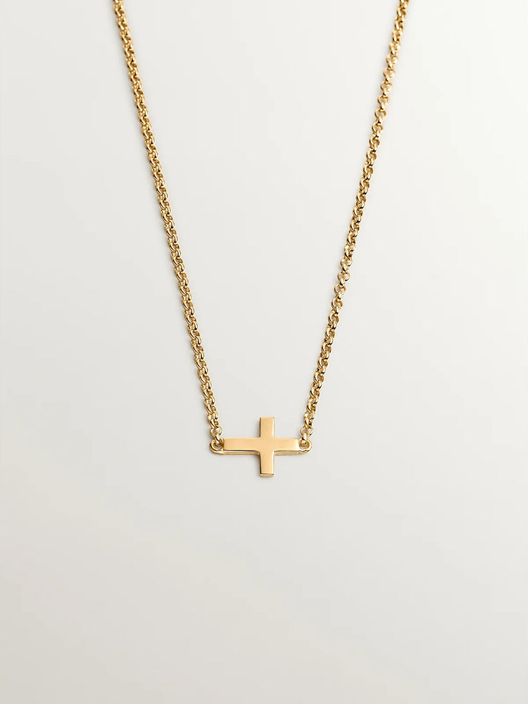 Colgante de plata 925 bañada en oro amarillo de 18K con cruz