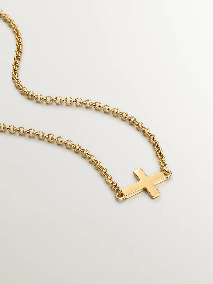 Colgante de plata 925 bañada en oro amarillo de 18K con cruz