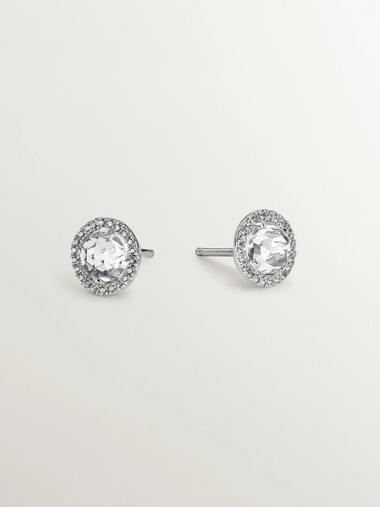 Pendientes orla topacio blanco plata