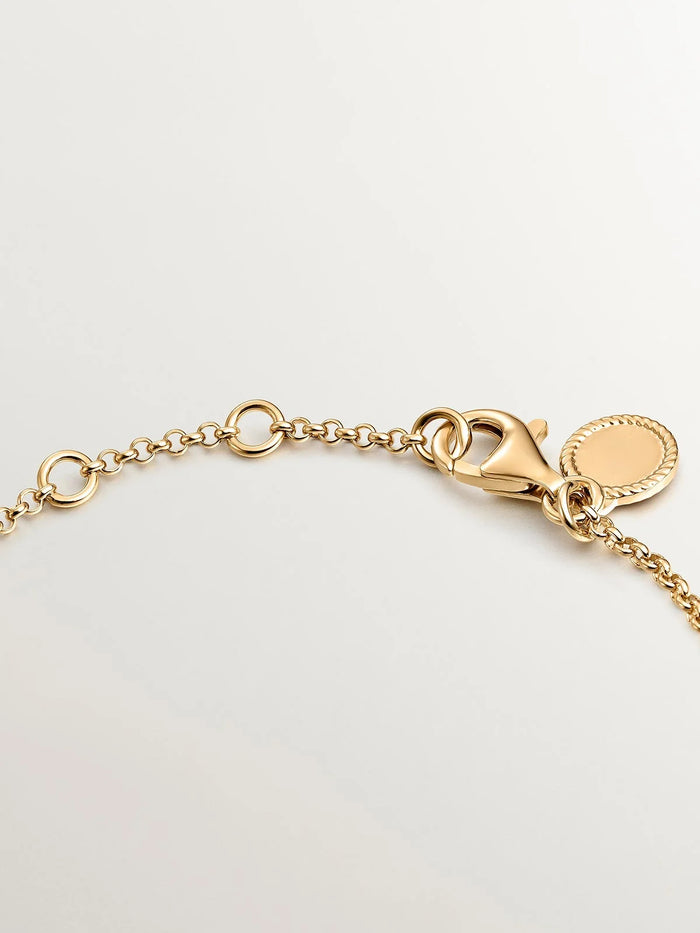 Pulsera de plata 925 bañada en oro amarillo de 18K con cruz