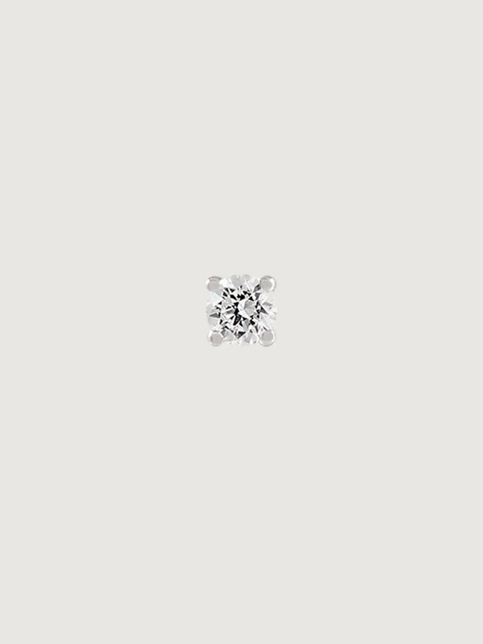 Pendiente individual de oro blanco con diamante de 0,05cts