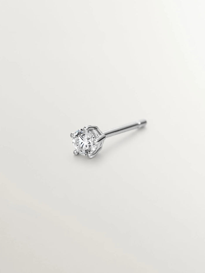 Pendiente individual de oro blanco de 18K con diamantes