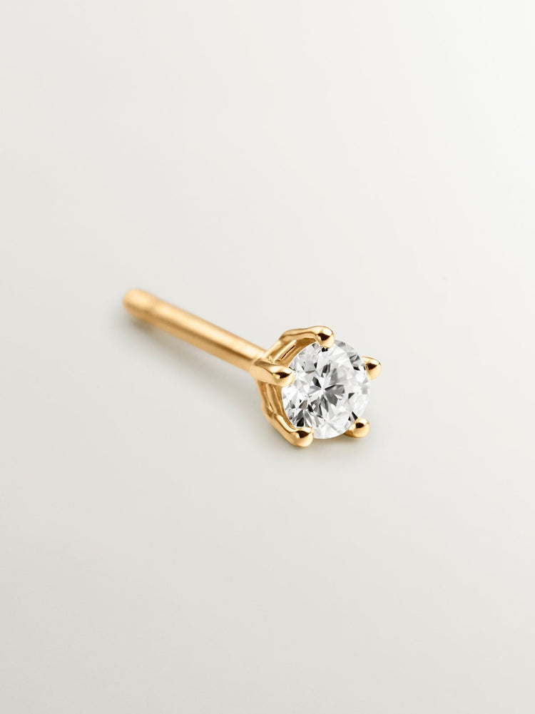 Pendiente individual de oro amarillo de 18K con diamante en talla brillante