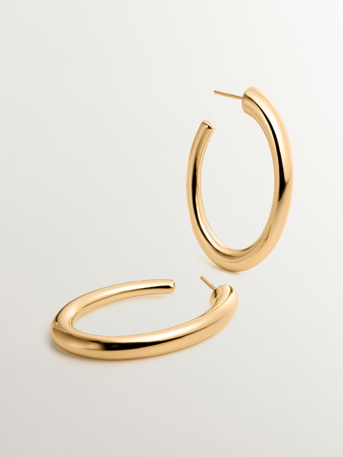 Pendientes ovales grandes plata recubierta oro