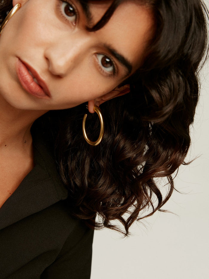 Pendientes ovales grandes plata recubierta oro