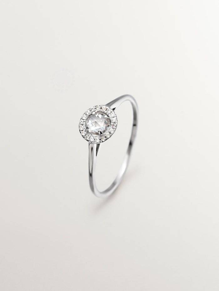 Anillo de plata 925 con topacios blancos y zafiros blancos