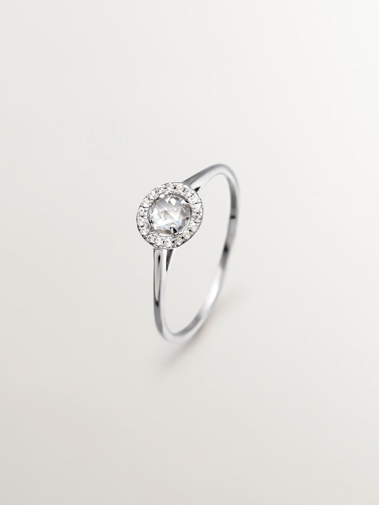 Anillo de plata 925 con topacios blancos y zafiros blancos