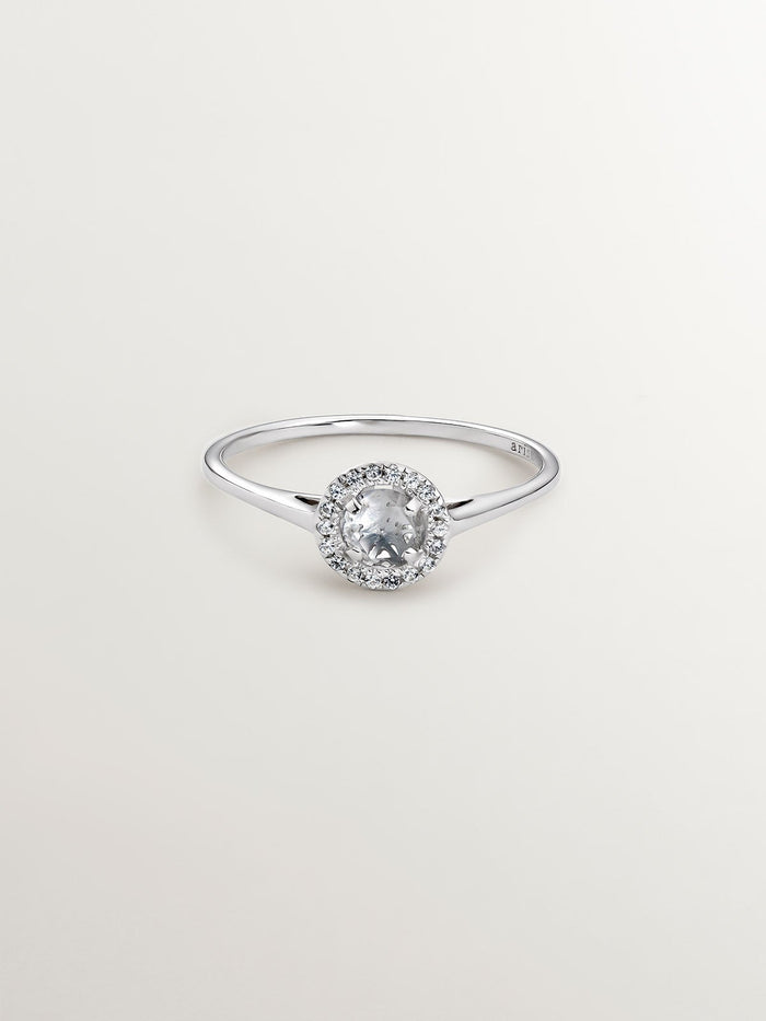 Anillo de plata 925 con topacios blancos y zafiros blancos