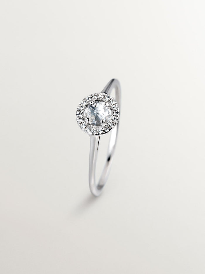 Anillo de plata 925 con topacios blancos y zafiros blancos