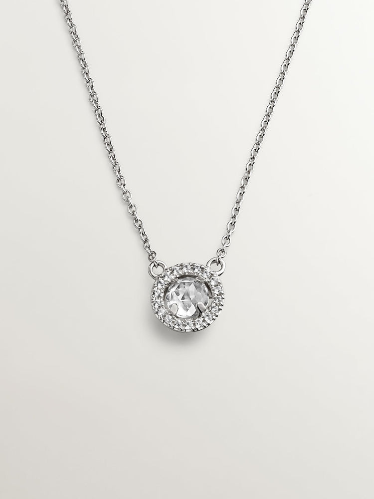 Colgante de plata 925 con topacio blanco y orla de zafiros blancos