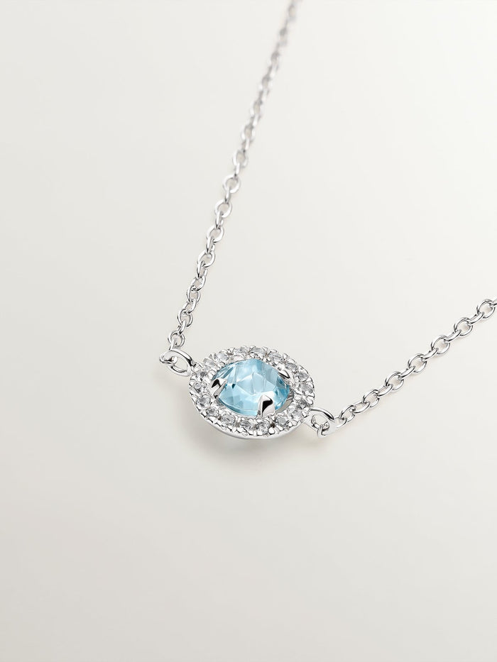 Pulsera de plata 925 con zafiros blancos y topacio azul