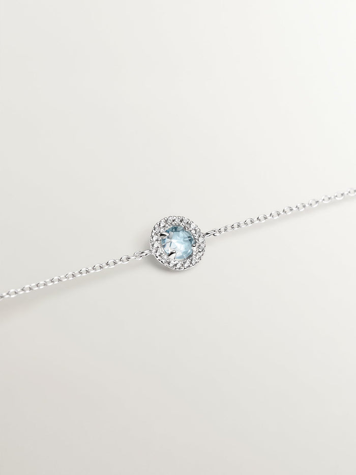 Pulsera de plata 925 con zafiros blancos y topacio azul