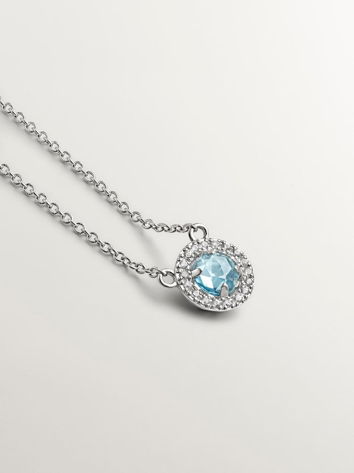Collar de plata 925 con topacio azul y zafiros blancos