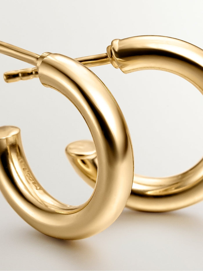 Pendientes de aro pequeños de plata 925 bañada en oro amarillo de 18K