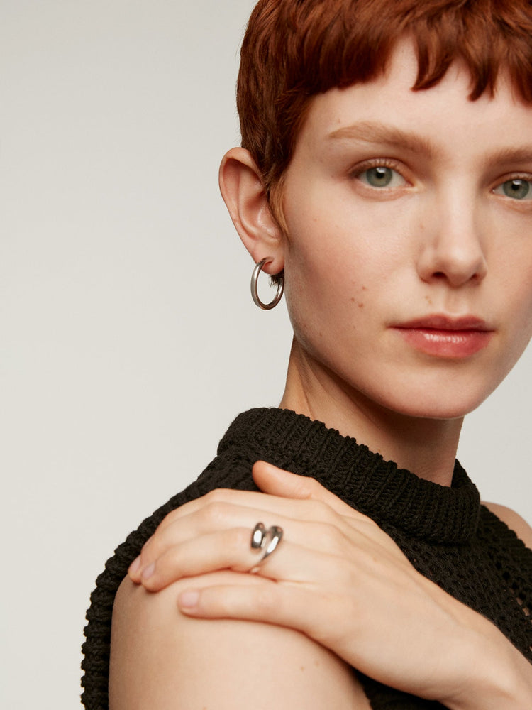 Pendientes aro liso mediano plata