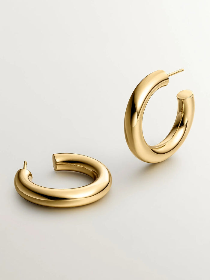 Pendientes de aro gruesos de plata 925 bañada en oro amarillo de 18K