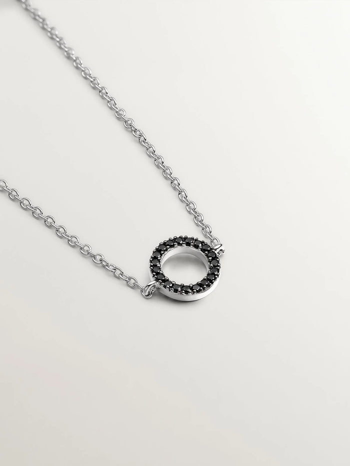 Pulsera de plata 925 con círculo de espinelas negras